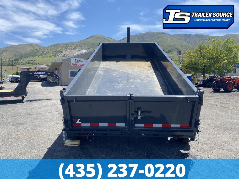 7x16 Lamar DT Dump Trailer - 24" Sides - 21K GVWR - Stabilizer Jacks, Telescopic