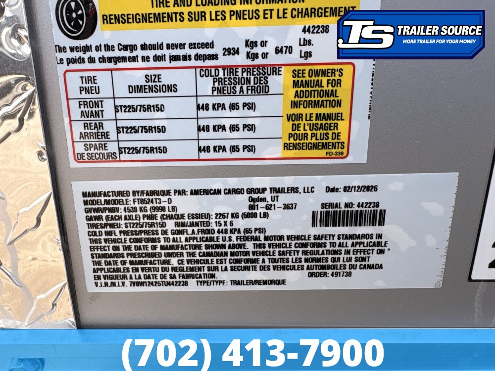 8.5x24 Wells Cargo  Enclosed Cargo Trailer - 7'0" Interior - 10K GVWR -