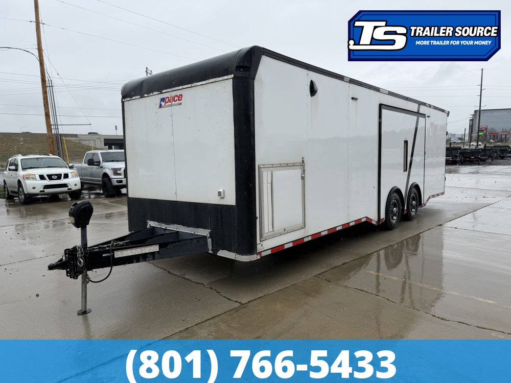 8.5x29 Pace American Cargo Sport Race Enclosed Race Car Hauler Trailer - 12K GVWR - Bluetooth Stereo w/ Speakers, Lower Cabinet, Ultimate Escape Door, Upper Cabinet, Vinyl Ceiling,