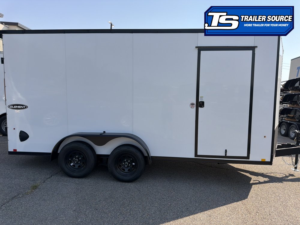 7x16 Look Element Elite Enclosed Car Hauler Trailer - 7K GVWR - .080 PolyCor, Alloy Wheels, Black Out Package, Finished Interior, Rear Spoiler w/ Load Lights, Rubber Coin Floor