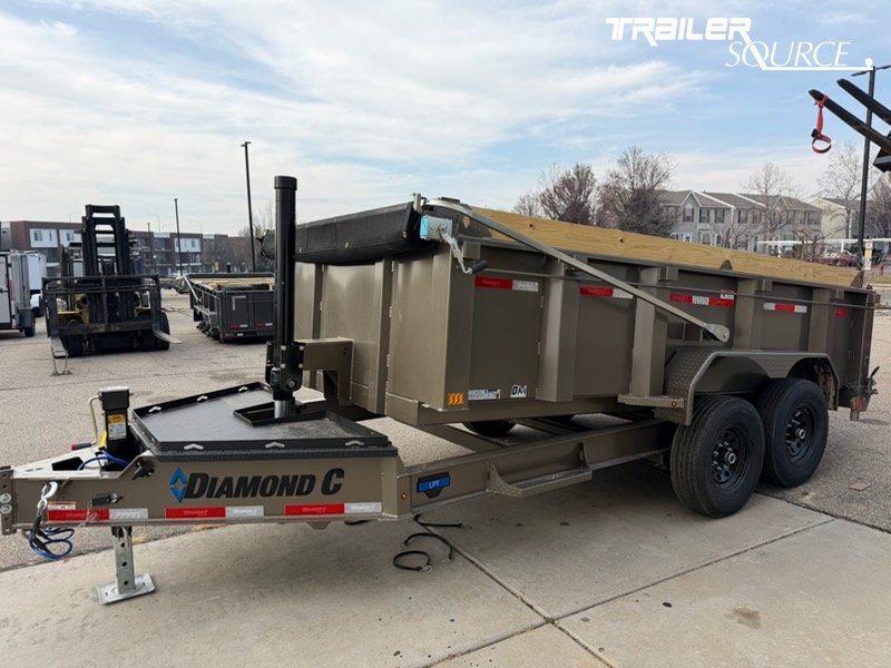 7x14 Diamond C LPT 207 Dump Trailer - 32" Sides - 15.5K GVWR - 14 Ply Tires, Board Brackets, Long Arm Tarp