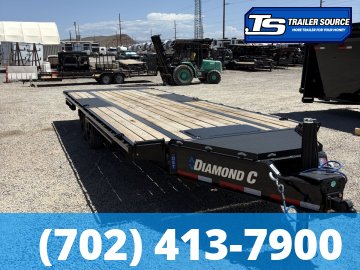 8.5x24 Diamond C DET 210 Deckover Tilt Trailer - 23K GVWR - D-Rings, Hydraulic Jack(s), Oak Floor, Pop Up Winch Package, Slide Track, Solar Panel, Spare Tire