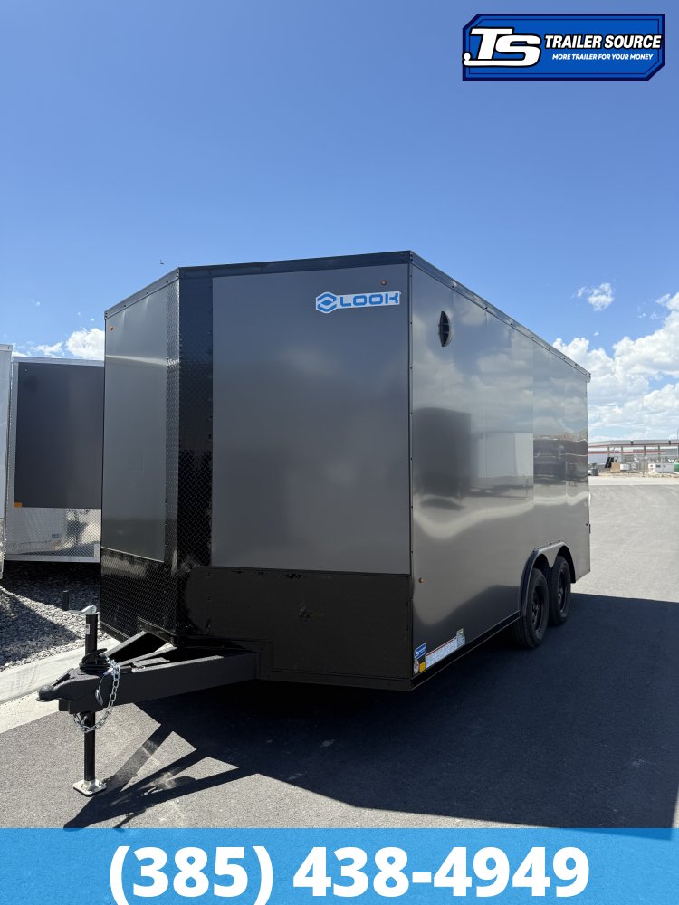 8.5x16 Look ST DLX Enclosed Cargo Trailer - 7'0" Interior - 7K GVWR - .080 PolyCor, Black Out Package, Rear Spoiler w/ Load Lights
