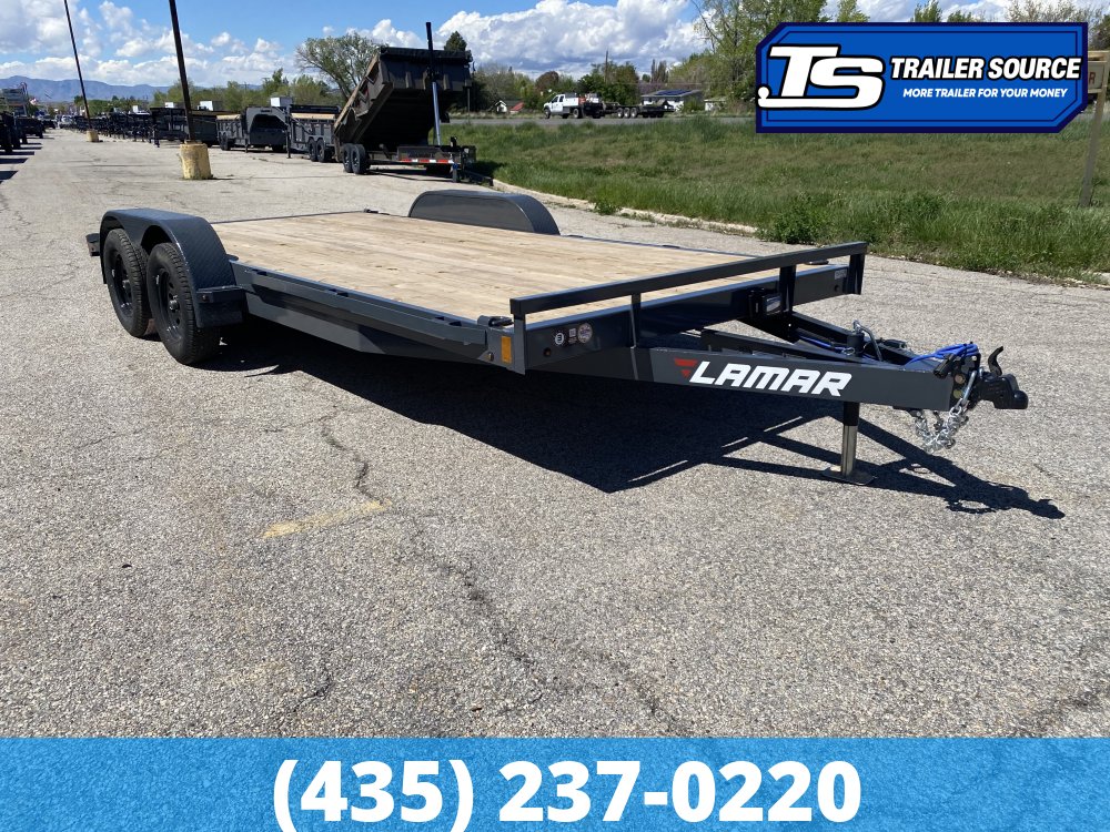 7x18 Lamar CE Flatbed Car Hauler Trailer - 7K GVWR - D-Rings