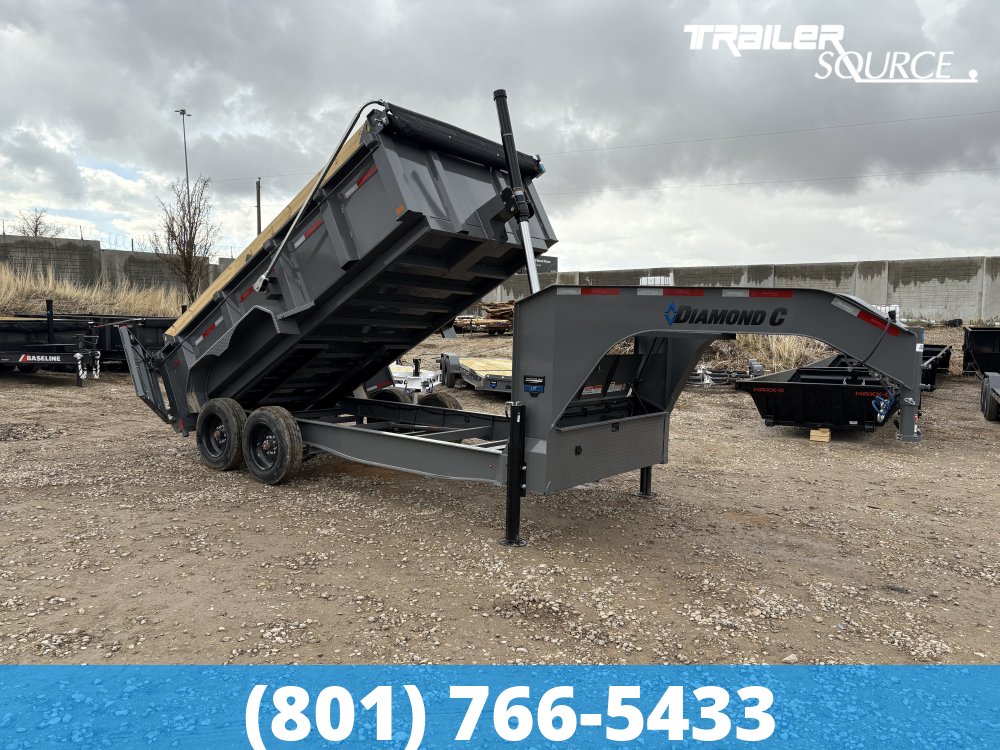 7x14 Diamond C LPT-GN Telescopic Dump Gooseneck 18K 32" Sides Dump