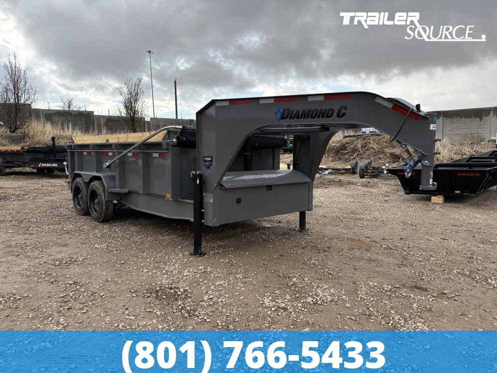 7x14 Diamond C LPT-GN Telescopic Dump Gooseneck 18K 32" Sides Dump