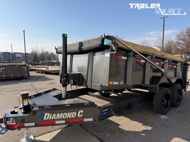 7x14 Diamond C LPT 208 Dump Trailer - 32" Sides - 18K GVWR - 18 Ply Tire Upgrade, Board Brackets, Long Arm Tarp