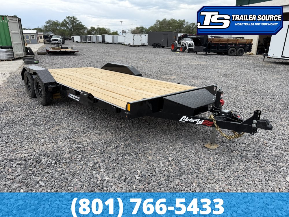 7x18 Liberty LC Flatbed Car Hauler Trailer - 7K GVWR - Slide Out Ramps