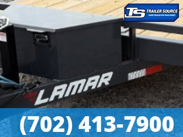 8.5x24 Lamar CC Wide Body w/ Drive Over Fenders Flatbed Car Hauler Trailer - 10K GVWR - Stabilizer Jacks, Tongue Box, Winch Plate