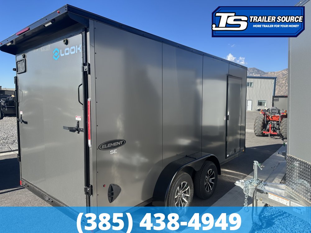 7x16 Look Element Elite Enclosed Cargo Trailer - 7'0" Interior - 7K GVWR - .080 PolyCor, Alloy Wheels, Black Out Package, Finished Interior, Rear Spoiler w/ Load Lights, Rubber Coi