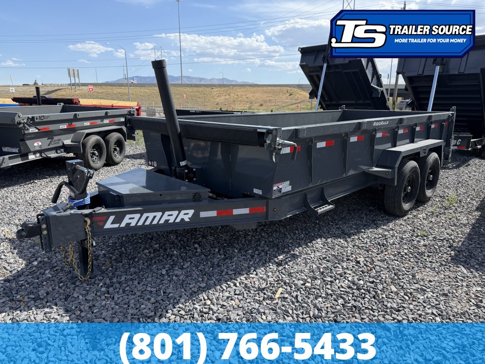 7x16 Lamar DT Dump Trailer - 24" Sides - 14K GVWR - Stabilizer Jacks, Telescopic