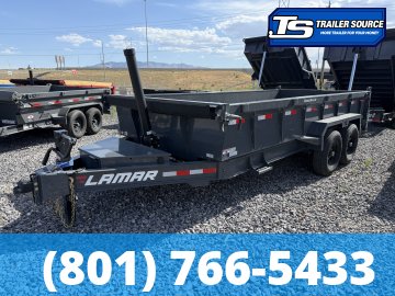 7x16 Lamar DT Dump Trailer - 24" Sides - 14K GVWR - Stabilizer Jacks, Telescopic