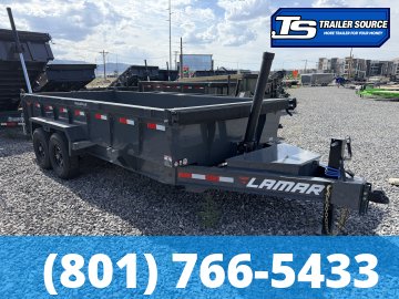 7x16 Lamar DT Dump Trailer - 24" Sides - 14K GVWR - Stabilizer Jacks, Telescopic