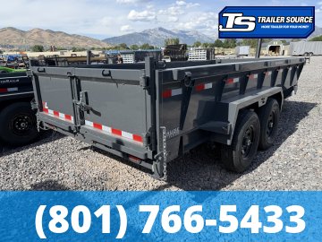 7x16 Lamar DT Dump Trailer - 24" Sides - 14K GVWR - Stabilizer Jacks, Telescopic