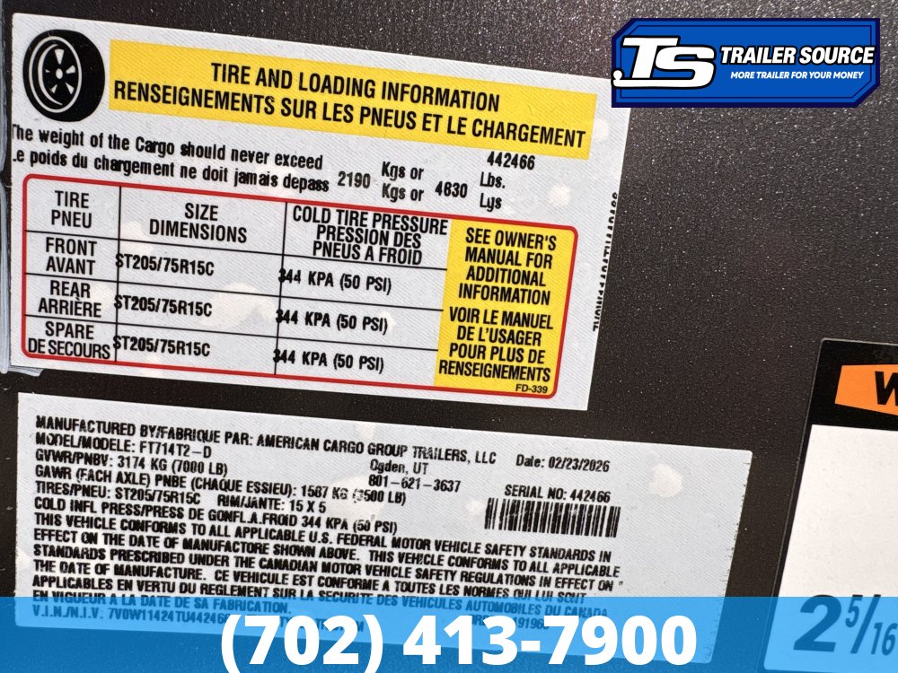 7x14 Wells Cargo Fast Trac Deluxe Enclosed Cargo Trailer - 7'0" Interior - 3.5K GVWR -