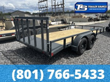 7x16 Lamar UC Tandem Axle Utility Trailer - 7K GVWR - Dovetail, Ramp Gate, Tube Top Rail