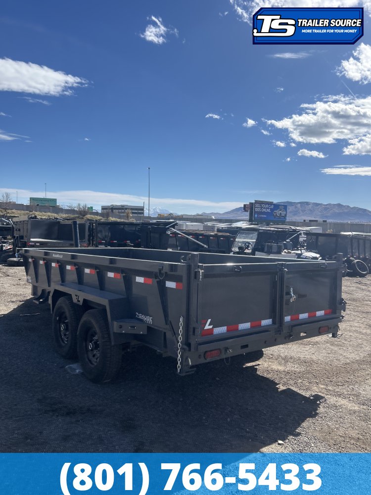 7x16 Lamar DT Dump Trailer - 24" Sides - 14K GVWR - Stabilizer Jacks, Telescopic