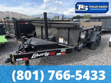7x14 Liberty LD Dump Trailer - 24" Sides - 15.4K GVWR - 2 Tone Color, 7 Gauge Floor, Board Brackets, Fork Holders, Telescopic