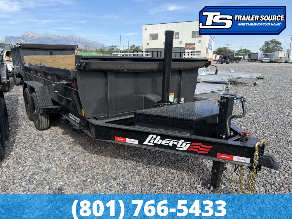 7x14 Liberty LD Dump Trailer - 24" Sides - 15.4K GVWR - 2 Tone Color, 7 Gauge Floor, Board Brackets, Fork Holders, Telescopic