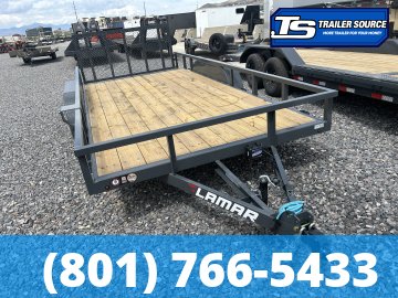 7x14 Lamar UC Tandem Axle Utility Trailer - 7K GVWR - Dovetail, Ramp Gate, Tube Top Rail