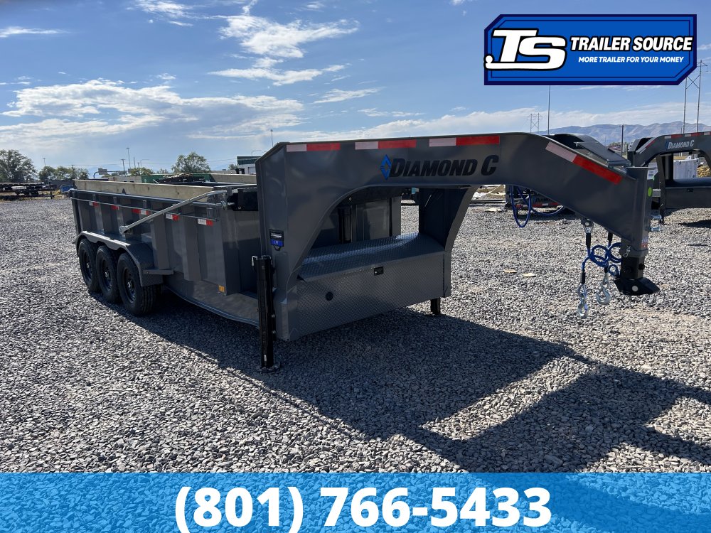 7x16 Diamond C LPT-GN 307 Pacesetter Pkg Gooseneck Dump Trailer - 32" Sides - 24K GVWR - Hydraulic Jack(s), Solar Panel