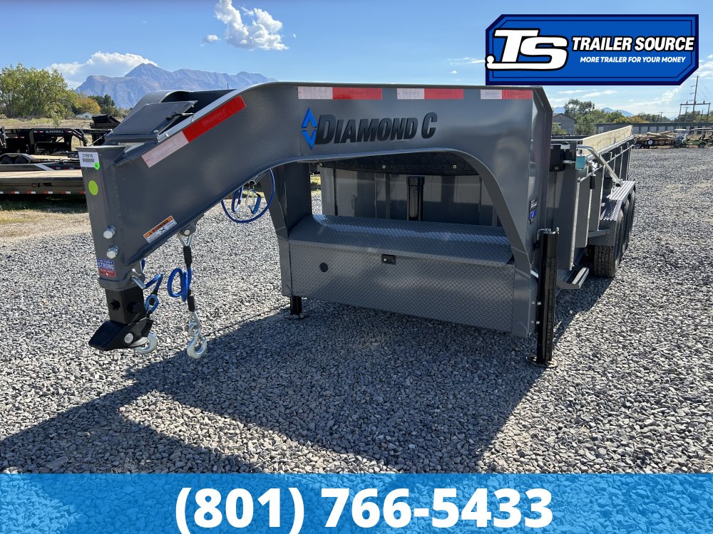 7x16 Diamond C LPT-GN 307 Pacesetter Pkg Gooseneck Dump Trailer - 32" Sides - 24K GVWR - Hydraulic Jack(s), Solar Panel