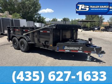 7x14 Diamond C LPT 207 Dump Trailer - 32" Sides - 15.5K GVWR - 14 Ply Tires, Board Brackets, Long Arm Tarp
