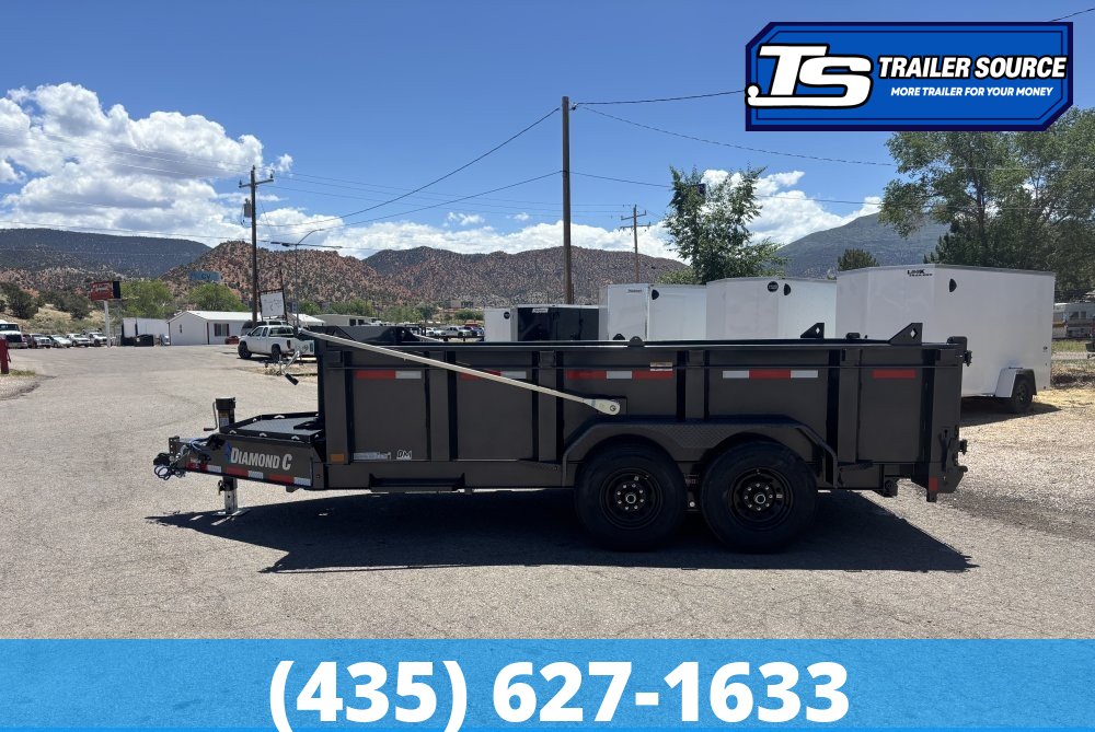 7x14 Diamond C LPT 207 Dump Trailer - 32" Sides - 15.5K GVWR - 14 Ply Tires, Board Brackets, Long Arm Tarp
