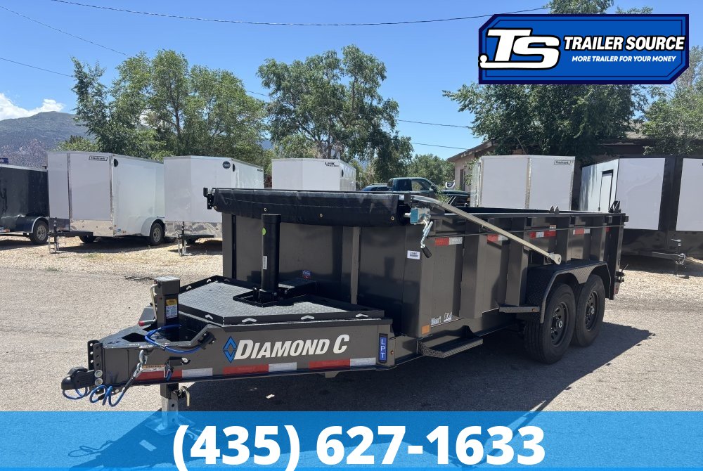 7x14 Diamond C LPT 207 Dump Trailer - 32" Sides - 15.5K GVWR - 14 Ply Tires, Board Brackets, Long Arm Tarp