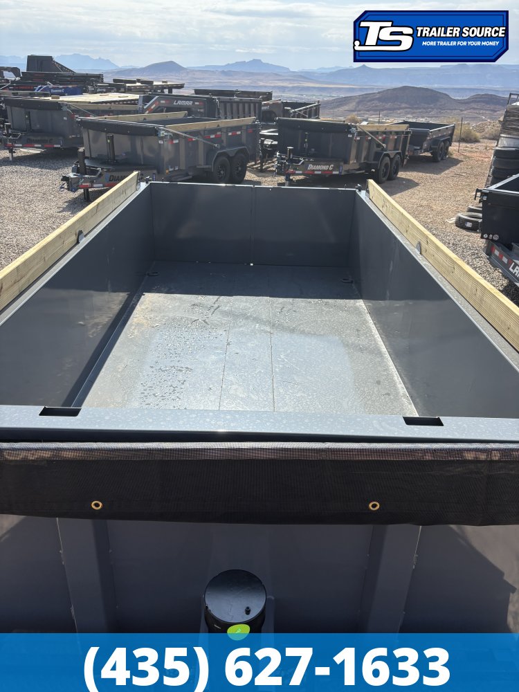 7x14 Diamond C LPT 207 Dump Trailer - 32" Sides - 15.5K GVWR - 14 Ply Tires, 5 Stage Telescopic, Board Brackets, Long Arm Tarp
