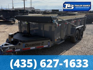 7x14 Diamond C LPT 207 Dump Trailer - 32" Sides - 15.5K GVWR - 14 Ply Tires, 5 Stage Telescopic, Board Brackets, Long Arm Tarp