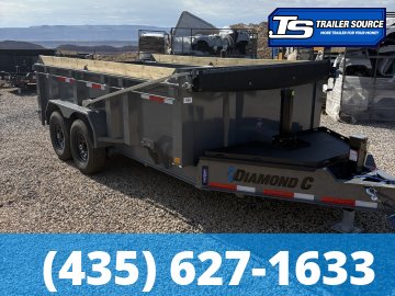 7x14 Diamond C LPT 207 Dump Trailer - 32" Sides - 15.5K GVWR - 14 Ply Tires, 5 Stage Telescopic, Board Brackets, Long Arm Tarp