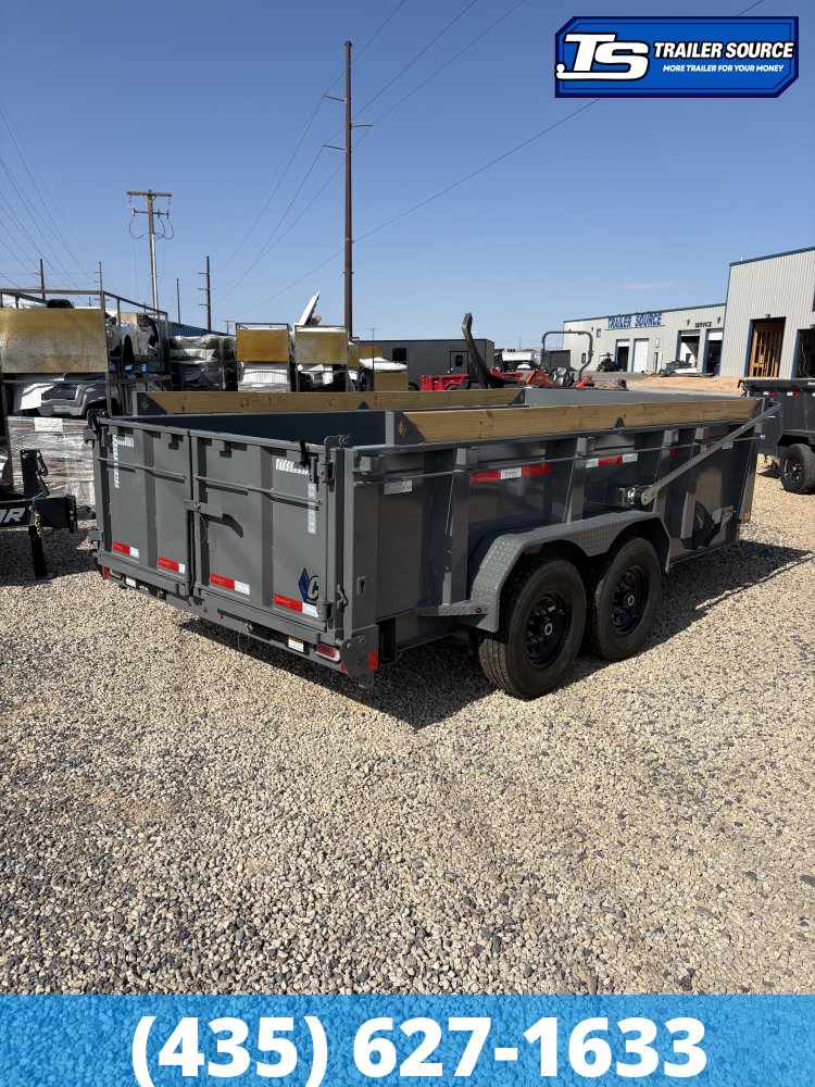 7x14 Diamond C LPT 207 Dump Trailer - 32" Sides - 15.5K GVWR - 14 Ply Tires, 5 Stage Telescopic, Board Brackets, Long Arm Tarp