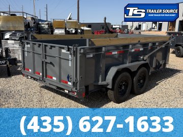 7x14 Diamond C LPT 207 Dump Trailer - 32" Sides - 15.5K GVWR - 14 Ply Tires, 5 Stage Telescopic, Board Brackets, Long Arm Tarp