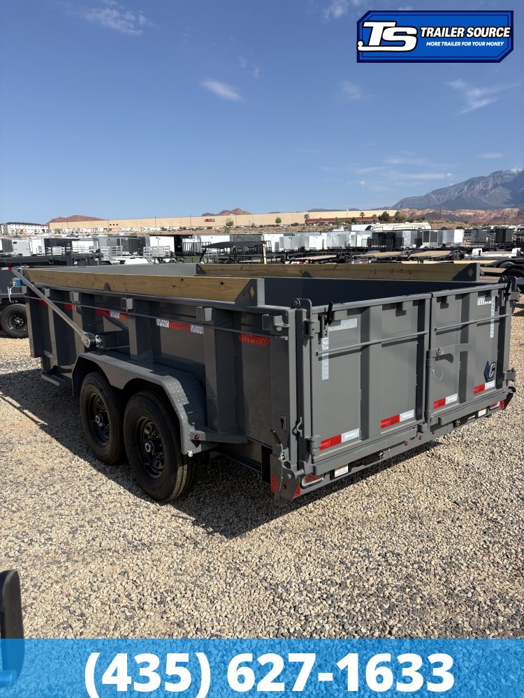 7x14 Diamond C LPT 207 Dump Trailer - 32" Sides - 15.5K GVWR - 14 Ply Tires, 5 Stage Telescopic, Board Brackets, Long Arm Tarp
