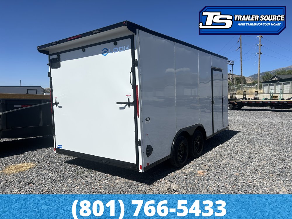 8.5x16 Look Element Elite Enclosed Car Hauler Trailer - 7K GVWR - .080 PolyCor, Alloy Wheels, Black Out Package, Finished Interior, Load Lights, Rear Spoiler w/ Load Lights, Rubber