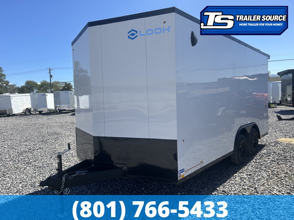 8.5x16 Look Element Elite Enclosed Car Hauler Trailer - 7K GVWR - .080 PolyCor, Alloy Wheels, Black Out Package, Finished Interior, Load Lights, Rear Spoiler w/ Load Lights, Rubber