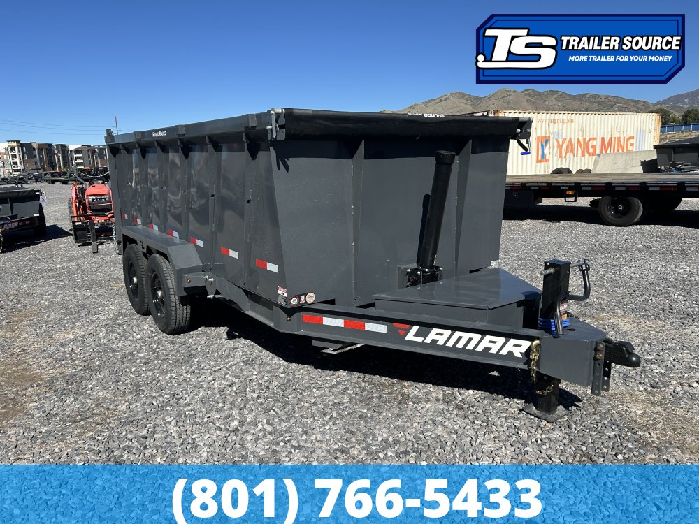 7x14 Lamar DT Dump Trailer - 48" Sides - 14K GVWR - Spare Mount, Stabilizer Jacks, Telescopic