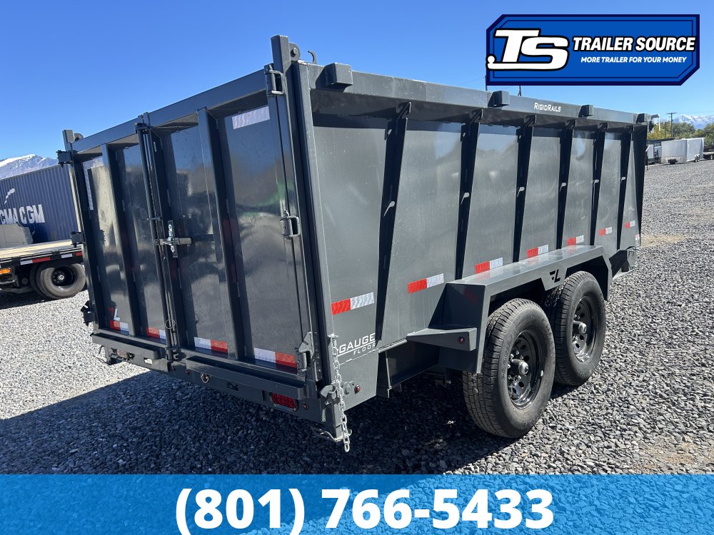 7x14 Lamar DT Dump Trailer - 48" Sides - 14K GVWR - Spare Mount, Stabilizer Jacks, Telescopic