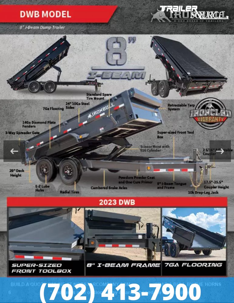 7x14 Iron Bull DWB 24" Sides 14K Dump Trailer