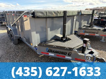 7x14 Diamond C LPT 208 Dump Trailer - 44" Sides - 18K GVWR - 18 Ply Tire Upgrade, Long Arm Tarp