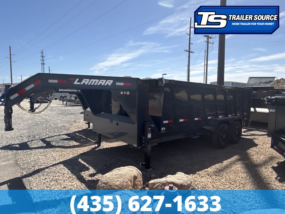 7x16 Lamar DT Gooseneck Dump Trailer - 48" Sides - 14K GVWR - Telescopic