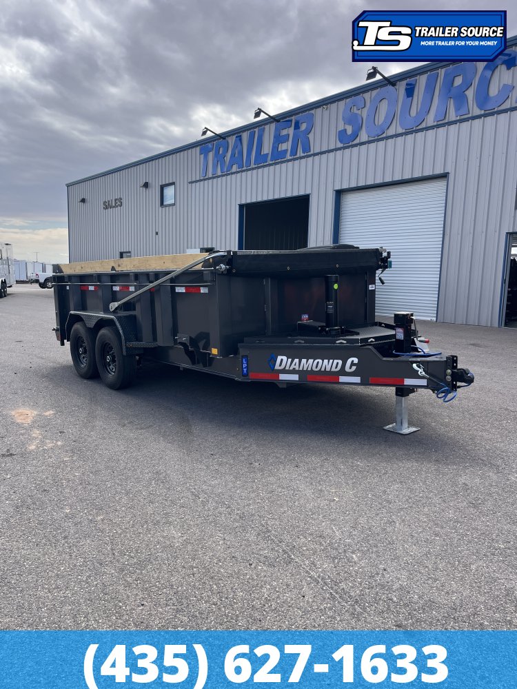 7x14 Diamond C LPT 207 Dump Trailer - 32" Sides - 15.5K GVWR - 14 Ply Tires, Board Brackets, Long Arm Tarp