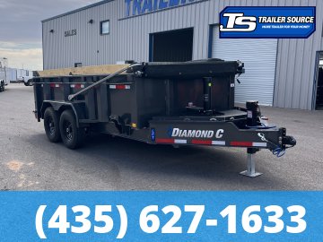 7x14 Diamond C LPT 207 Dump Trailer - 32" Sides - 15.5K GVWR - 14 Ply Tires, Board Brackets, Long Arm Tarp