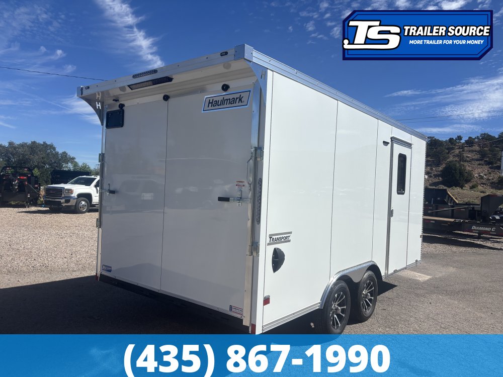 8.5x16 Haulmark Transport Enclosed Cargo Trailer - 7'0" Interior - 7K GVWR - Alloy Wheels, Dovetail, Finished Interior, Rear Spoiler w/ Load Lights, Rubber Coin Floor, Torsion Axle