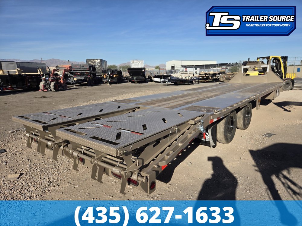 8.5x32 Iron Bull FLG Gooseneck Equipment Trailer -  24K GVWR - Custom Graphics, Gooseneck, Hydraulic Jack(s), Max Ramps, Spare Tire