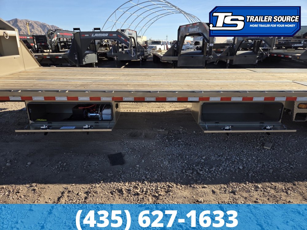 8.5x32 Iron Bull FLG Gooseneck Equipment Trailer -  24K GVWR - Custom Graphics, Gooseneck, Hydraulic Jack(s), Max Ramps, Spare Tire