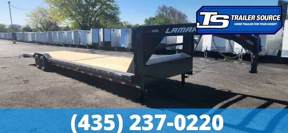 8.5x36 Lamar H8 Gooseneck Wide Body w/ Drive Over Fenders Equipment Trailer - 15.7K GVWR - 14 Ply Tires