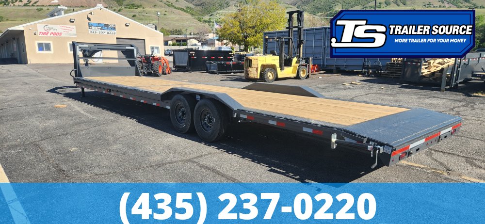 8.5x36 Lamar H8 Gooseneck Wide Body w/ Drive Over Fenders Equipment Trailer - 15.7K GVWR - 14 Ply Tires