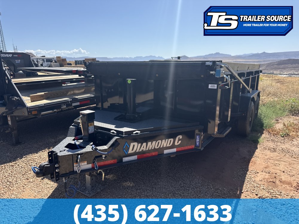7x14 Diamond C LPT 207 Dump Trailer - 32" Sides - 15.5K GVWR - 14 Ply Tires, Board Brackets, Long Arm Tarp